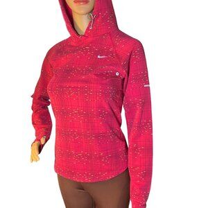 Nike Womens Dri-Fit Training/Running Hoodie XS Pink Cyber Grid Print Athleisure